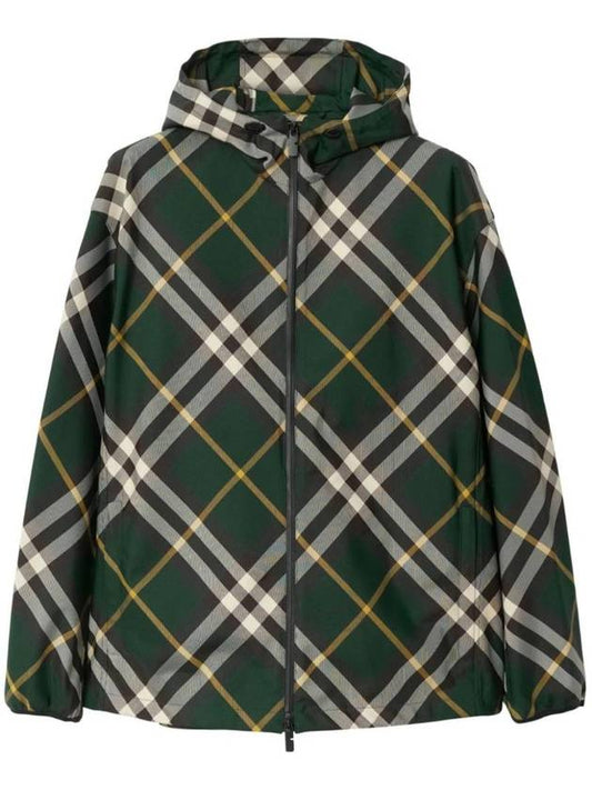 Check Pattern Hoodie Zip-Up Ivy - BURBERRY - BALAAN 1