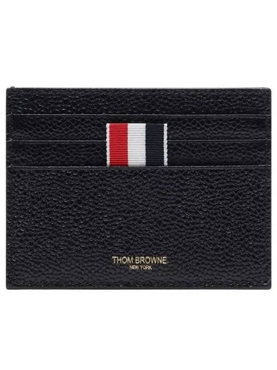 Pebble Grain Leather Stripe Note Compartment Card Wallet Black - THOM BROWNE - BALAAN 2