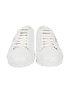 Brushed Leather Low Top Sneakers White - PRADA - BALAAN 4