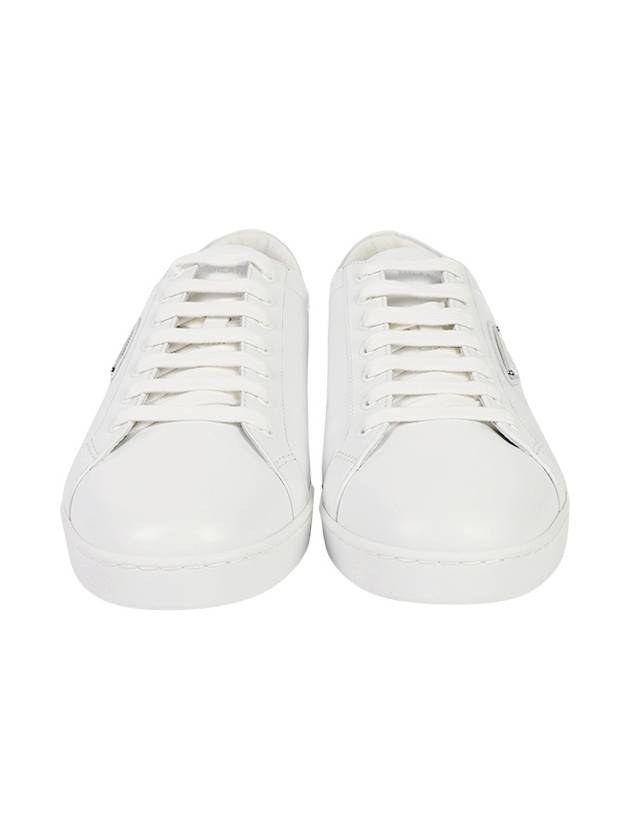 Brushed Leather Low Top Sneakers White - PRADA - BALAAN 4