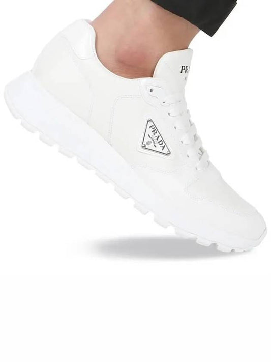 Triangle Logo Leather Low-Top Sneakers White - PRADA - BALAAN 2