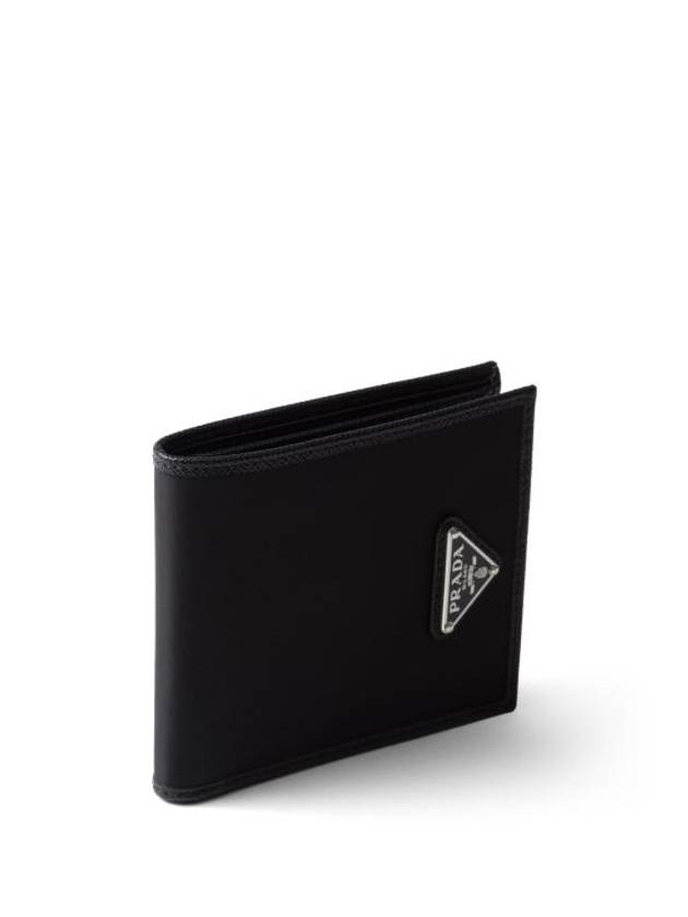 Triangle Logo Re-Nylon Half Wallet Black - PRADA - BALAAN 5