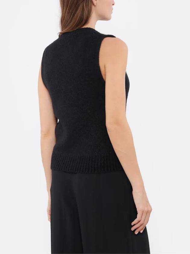 Brushed Alpaca O Neck Vest Knit Top Black - GANNI - BALAAN 5