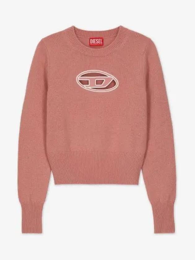 M-Areesa Jumper Embroidered Cut-Out Logo Knit Top Pink - DIESEL - BALAAN 2