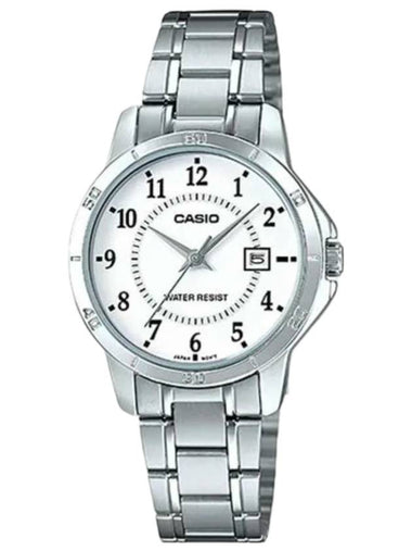 Stainless Steel Analog Watch White Silver - CASIO - BALAAN 1