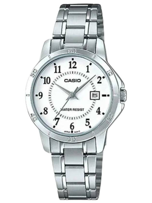 Women Stainless Steel Analog Watch White - CASIO - BALAAN 1