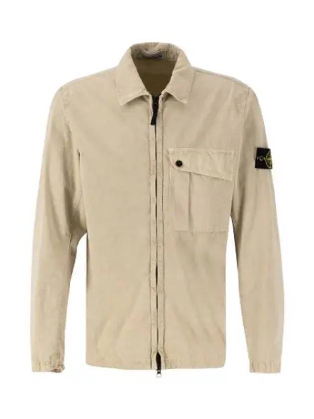 Old Treatment Garment Dyed Overshirt Jacket Beige - STONE ISLAND - BALAAN 2