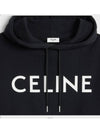 Logo Loose Cotton Fleece Hoodie Black - CELINE - BALAAN 4