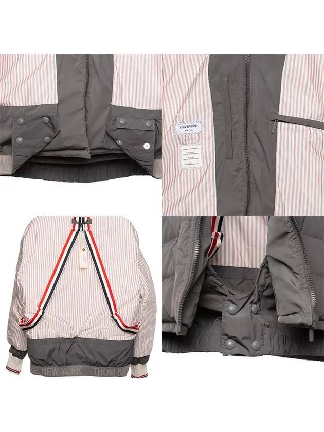 Poly Twill Down Filled 4-Bar Ski Padding Grey - THOM BROWNE - BALAAN 11