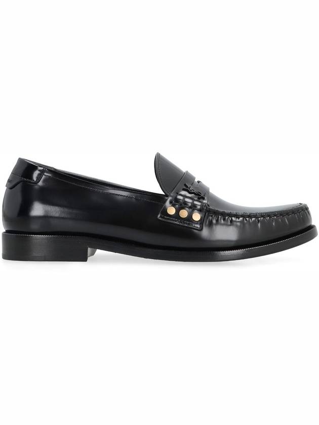 Monogram Penny Leather Loafer Black - SAINT LAURENT - BALAAN 3