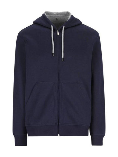 Drawstring hood zip up navy - BRUNELLO CUCINELLI - BALAAN 2