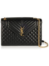 Monogram Matelasse Unveloped Large Shoulder Bag Black - SAINT LAURENT - BALAAN 2