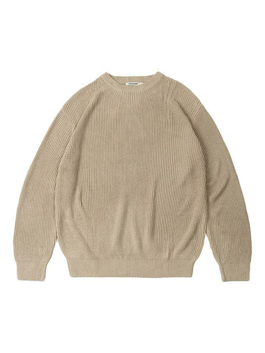 Crew Neck Hachi Knit Top Beige - EXCONTAINER - BALAAN 1