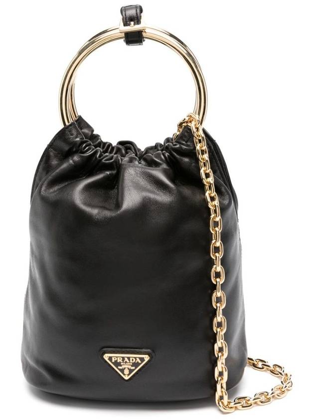 Nappa Mini Leather Bucket Bag Black - PRADA - BALAAN 2