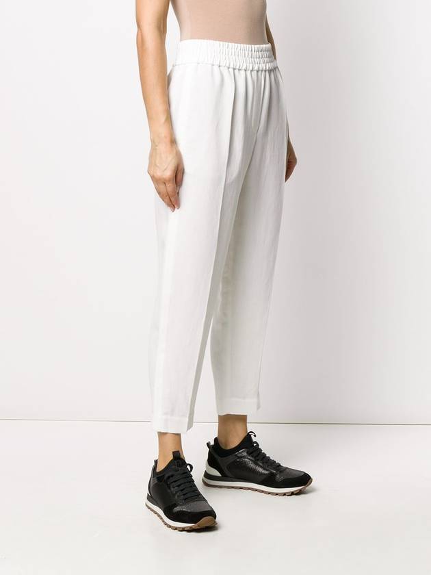 Women's Crop Banding Straight Pants White - BRUNELLO CUCINELLI - BALAAN 6