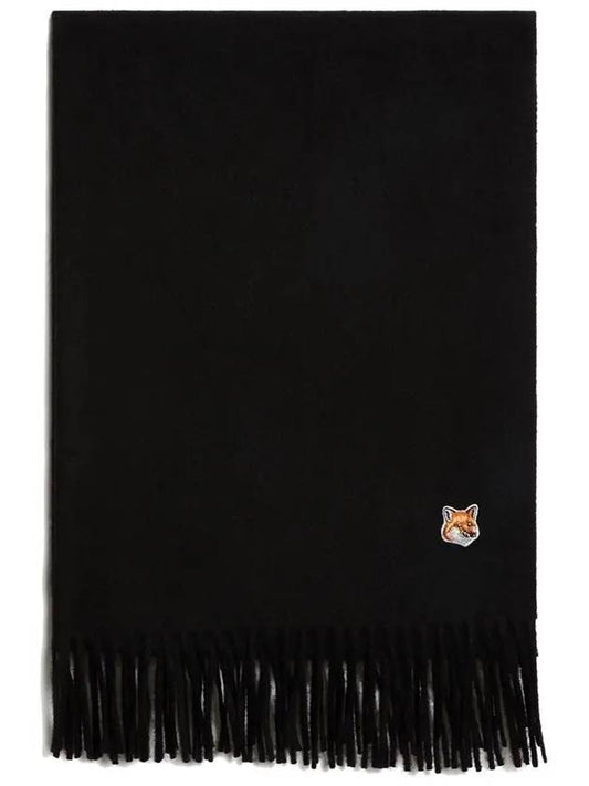 Small Fox Head Patch Wool Muffler Black - MAISON KITSUNE - BALAAN 2