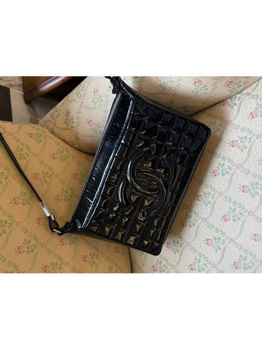 7th Division Vintage Black Enamel Chocolate Bar Tote Shoulder Bag 4ACHB926 - CHANEL - BALAAN 1