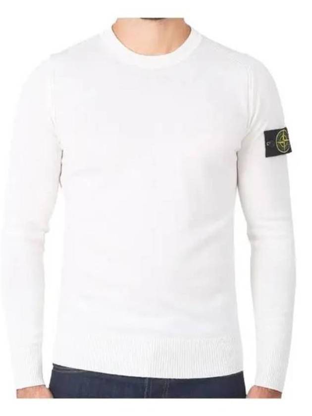 Logo Patch Crewneck Knit Top White - STONE ISLAND - BALAAN 2