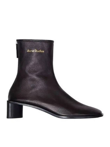 Studios Women's Leather Branded Middle Boots Black - ACNE STUDIOS - BALAAN.