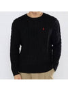 Embroidery Logo Cable Knit Top Black - POLO RALPH LAUREN - BALAAN 2