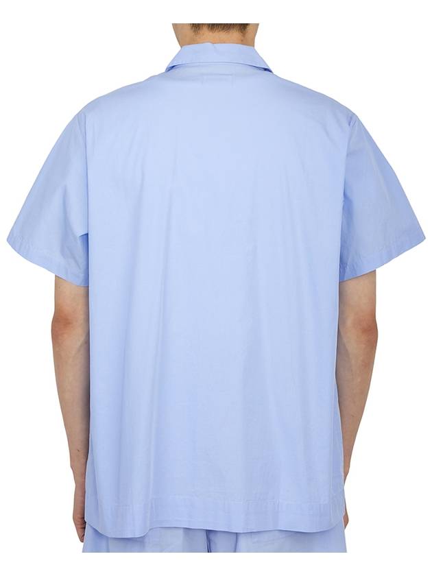 Poplin Pajamas Organic Cotton Short Sleeve Shirt Blue - TEKLA - BALAAN 5