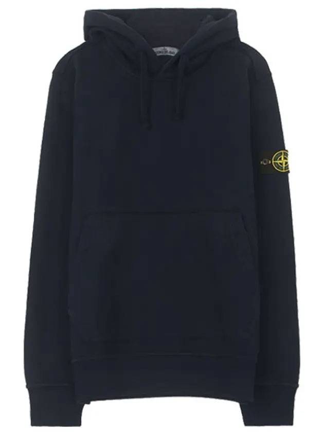 Men's Wappen Patch Brushed Cotton Hoodie Navy - STONE ISLAND - BALAAN 1