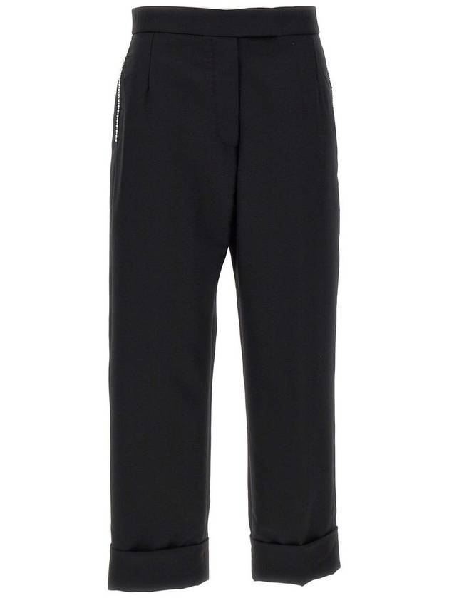 wide pants black - THOM BROWNE - BALAAN.