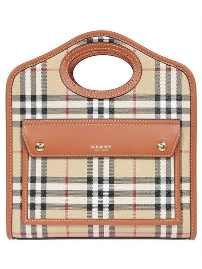 Check Mini Pocket Tote Bag Beige - BURBERRY - BALAAN 2