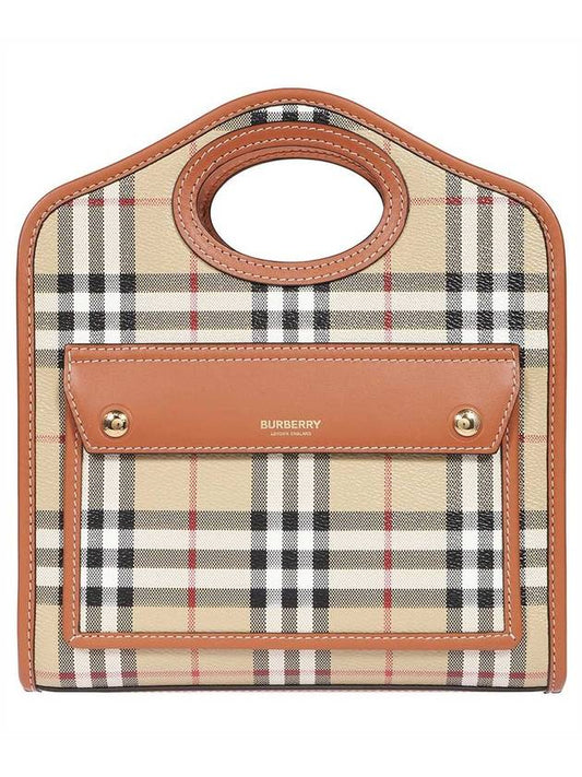 Check Mini Pocket Tote Bag Beige - BURBERRY - BALAAN 1