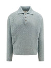 Pullover Knit Polo Shirt Blue - AMI - BALAAN 1