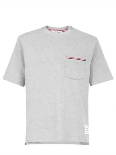 Cotton Oversized Pocket Short Sleeve T-Shirt Light Grey - THOM BROWNE - BALAAN 2