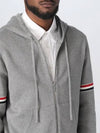 Cotton Milano Armband Zip Up Hoodie Light Grey - THOM BROWNE - BALAAN 4