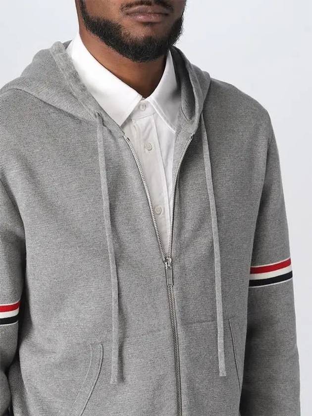 Cotton Milano Armband Zip Up Hoodie Light Grey - THOM BROWNE - BALAAN 4