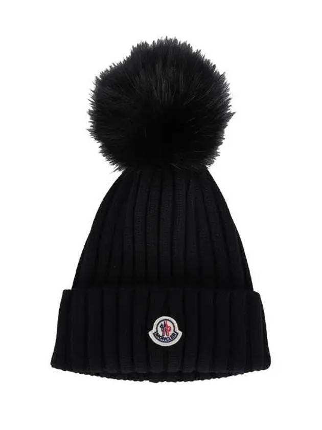 3B00027 M1131 999 Pom Merino Wool Knit Beanie - MONCLER - BALAAN 1