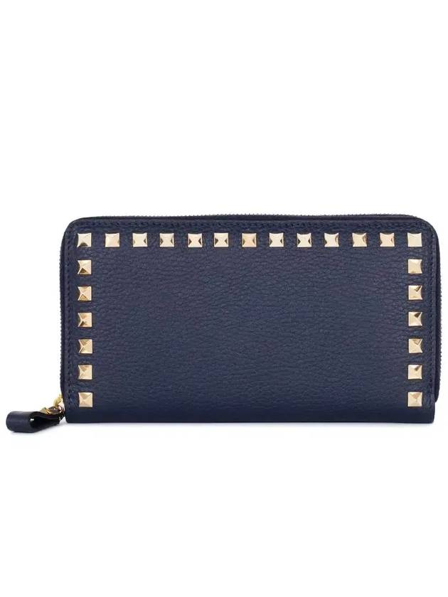 Rockstud Zipper Long Wallet Stampa Alce GWP00079AVSH03 M30 Navy - VALENTINO - BALAAN 1