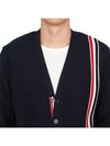 RWB Striped Intarsia Cotton Cardigan Navy - THOM BROWNE - BALAAN 7