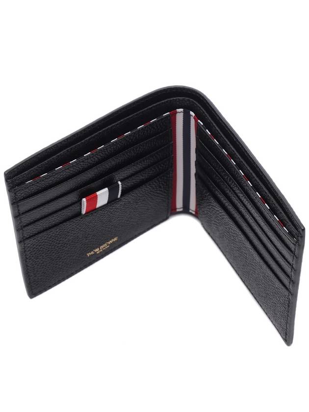 Pebble Grain Leather Half Wallet Black - THOM BROWNE - BALAAN 7