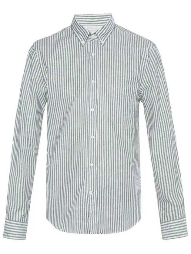 12th Anniversary Striped Cotton Shirt White Green 21H176 3470 - ACNE STUDIOS - BALAAN 2