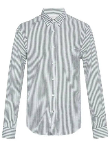 12th Anniversary Striped Cotton Shirt White Green 21H176 3470 - ACNE STUDIOS - BALAAN 1