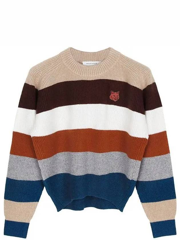 Women's Fox Head Comfort Stripe Knit Top - MAISON KITSUNE - BALAAN 2