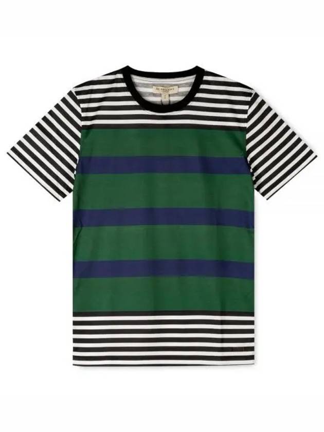 Striped Short Sleeve T-Shirt Green - BURBERRY - BALAAN 2