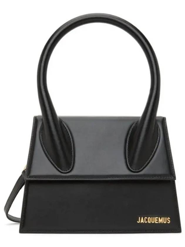 Jacquemus Le Chiquito Grand Gold Tone Logo Buff Leather Shoulder Bag Black - JACQUEMUS - BALAAN 1