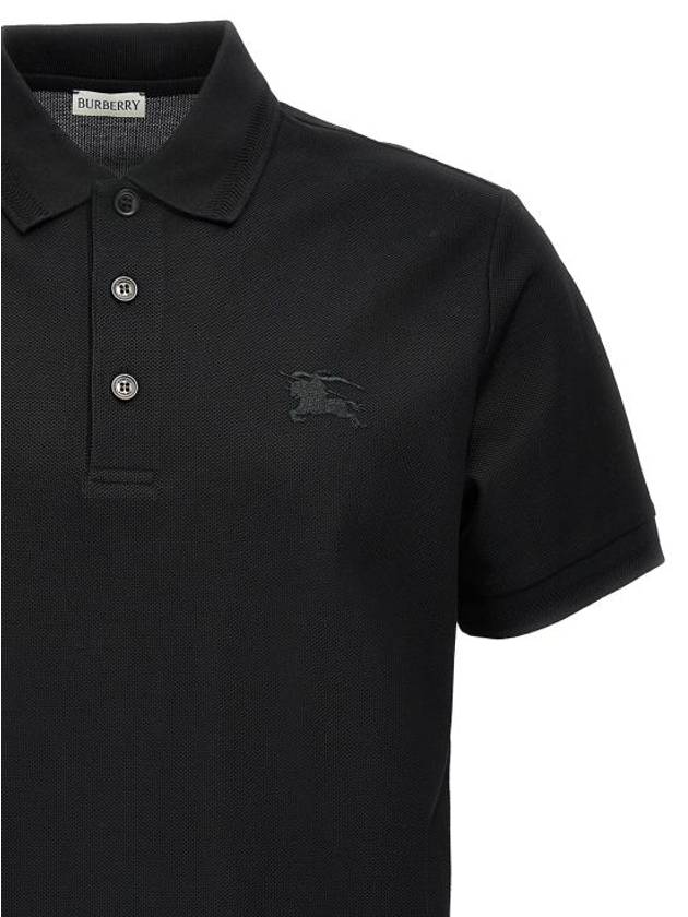 Cotton Polo Shirt Black - BURBERRY - BALAAN 4