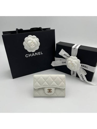 Classic snap zipper card wallet caviar ivory gold AP4096 - CHANEL - BALAAN 1