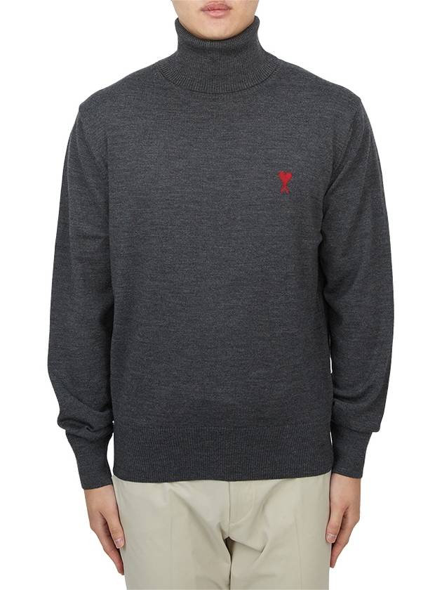 Heart Logo Wool Turtleneck Grey - AMI - BALAAN 2