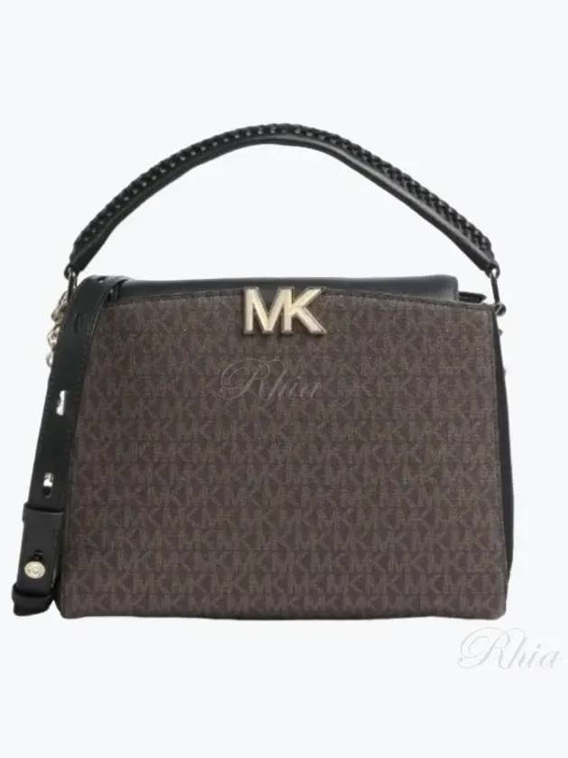 Karlie Medium Logo Satchel Shoulder Bag Black Brown - MICHAEL KORS - BALAAN 2