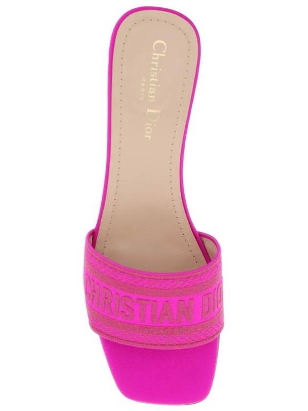 Dway Embroidered Satin Cotton Sandal Heels Rani Pink - DIOR - BALAAN 3