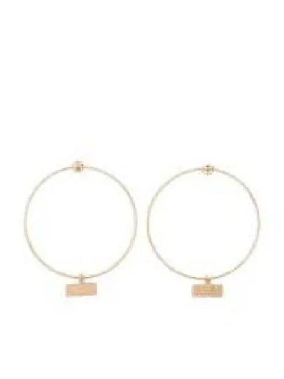 Logo Decorated Push Back Hoop Earrings Gold - MAISON MARGIELA - BALAAN 2