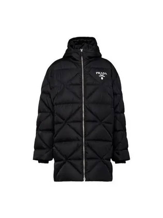 Logo Quilted Long Padding Down Black SGC042 1WQ8 1038350 - PRADA - BALAAN 1