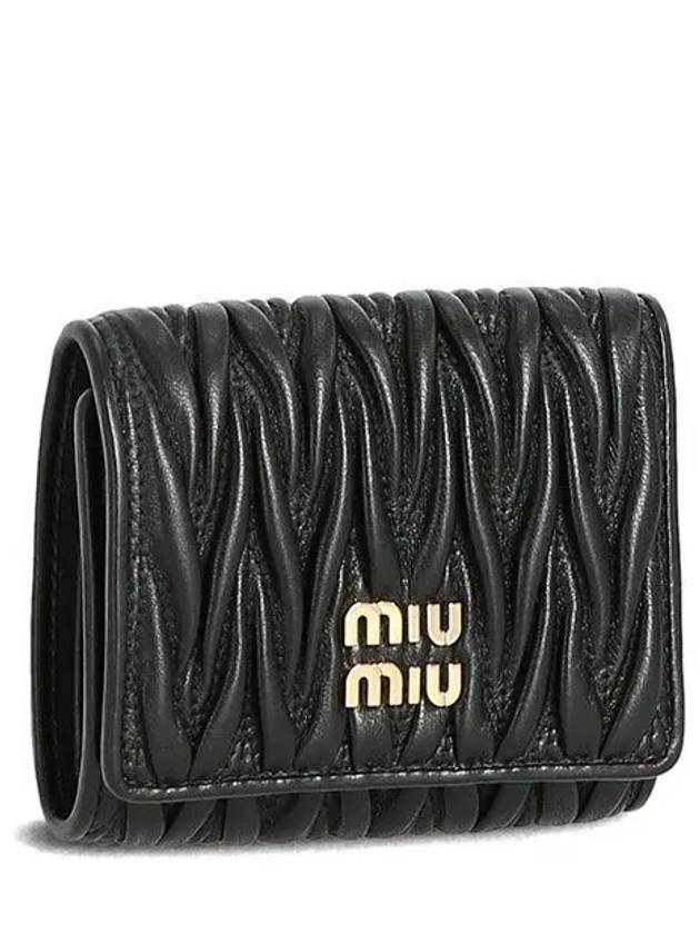 Matelasse Logo Nappa Leather Half Wallet Black - MIU MIU - BALAAN 2